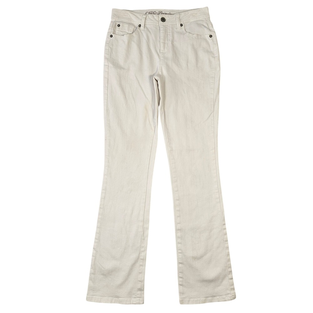 Cato Premium Womens Size‎ 6 Off White Cream Bootcut Denim Jeans Pants 5 Pocket